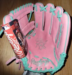 Brand New Rawlings 11.5" Pink Teal Baseball Glove RHT