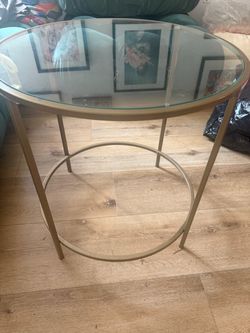 West elm glass side table with gold