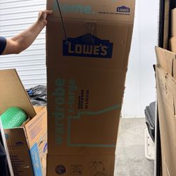 3 Lowe’s XL Wardrobe Moving Boxes with Hanging Bar
