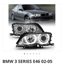 BMW 3 series E46 02-05 4DR projector halo Headlights Chrome 