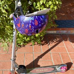 Girls Razor Scooter & Bern Bike Helmet - Size Small