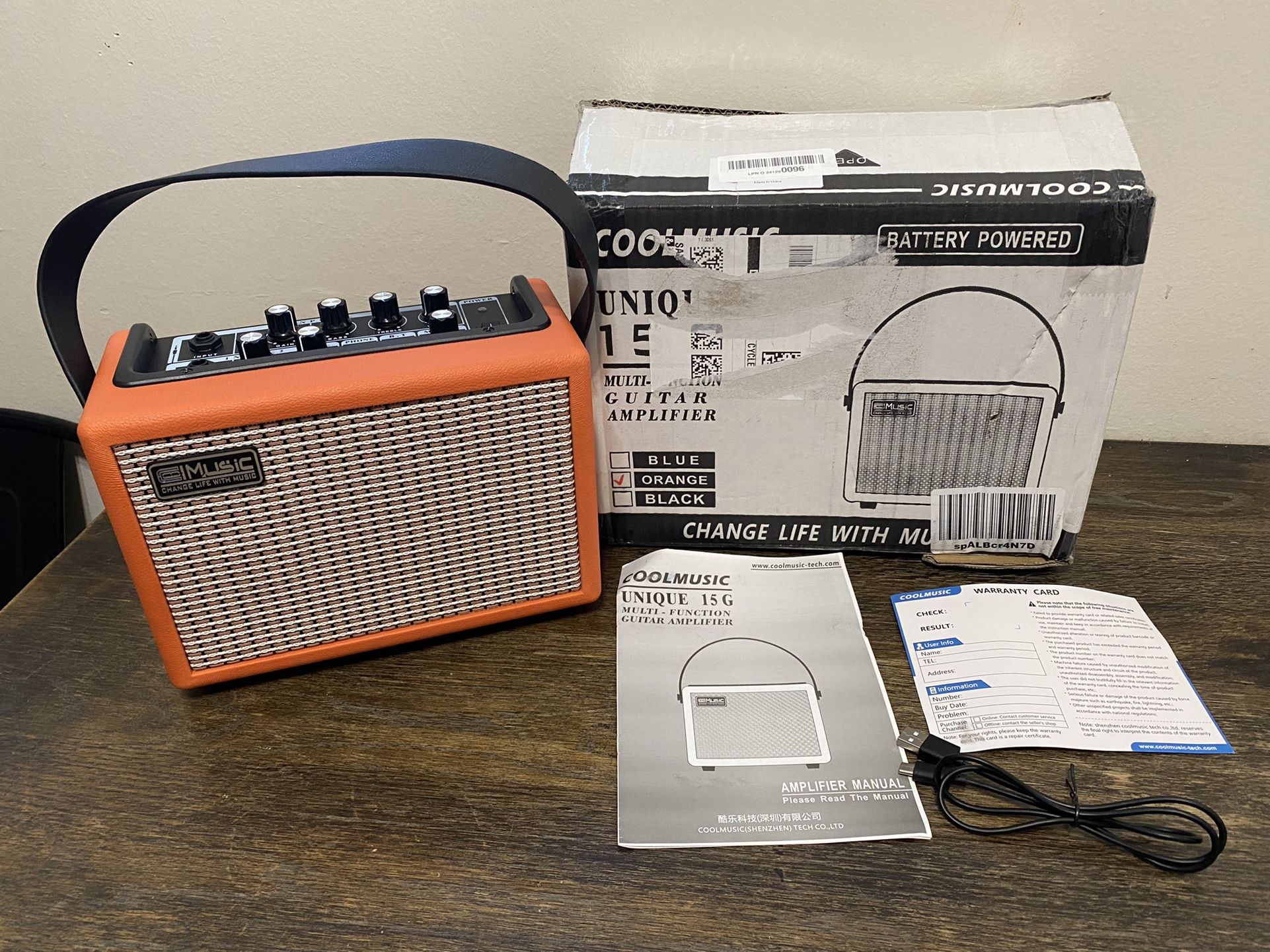 Coolmusic Acoustic Electric Guitar Amplifier 15 Watt Portable Bluetooth Amp New