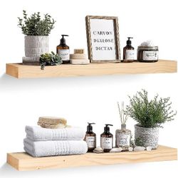 36x8x1.6 inch Floating Shelves Set of 2 – Solid Wood Rustic Wood Wall Mounted Shelf