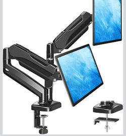 MOUNTUP Dual Monitor Stand for Desk, Monitor Arms for 2 Monitors 32 27 24 22 Inches, Height Adjustable Double Monitor Mount, VESA Mount with C-Clamp &