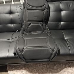 Black Leather Futon  Couch With Cup Holders 