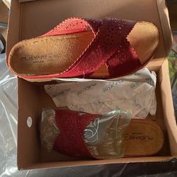 New Dark Red Sandal Soft Italian Confit Flexus