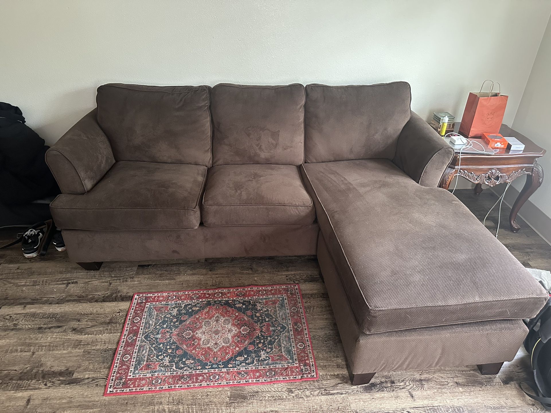 super comfy, recently refurbished couch w/ chaise lounge