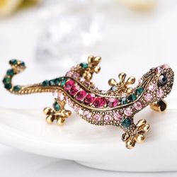 Chic Rhinestone Lizard Brooch