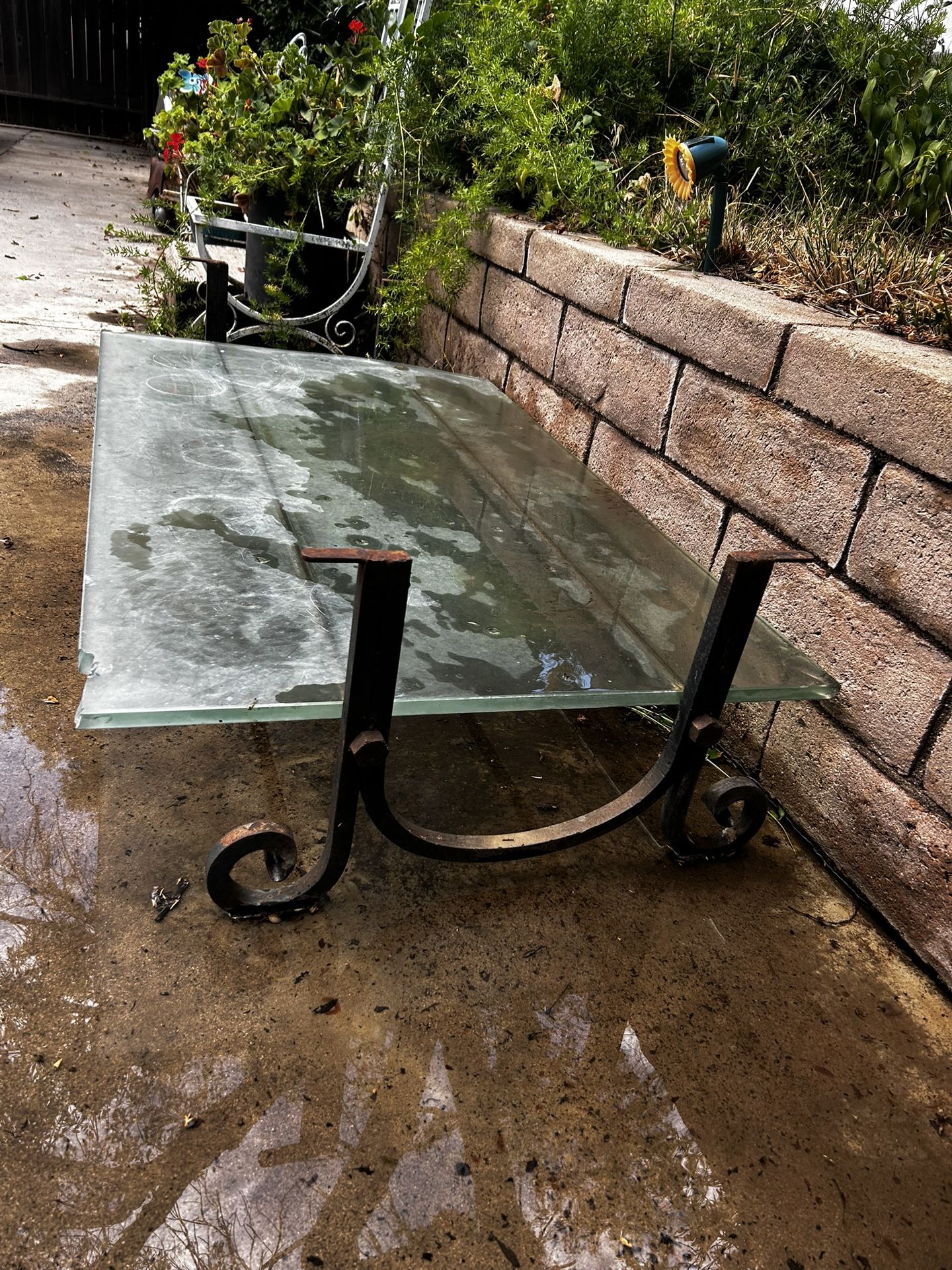 Antique Solid Iron Scrolled Table Base 18" x28"x54" W