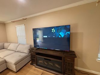 TV console and fireplace
