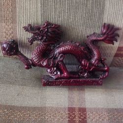 Vintage Dark Red Resin Dragon Feng Shui!
