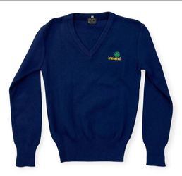 Vintage Blarney Castle Mens Knit Sweater V Neck Tight Knit Med Navy Made Ireland