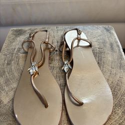 Giuseppe Zanotti Crystal Embellished Metallic Thong Sandals – Gold/Bronze Tone