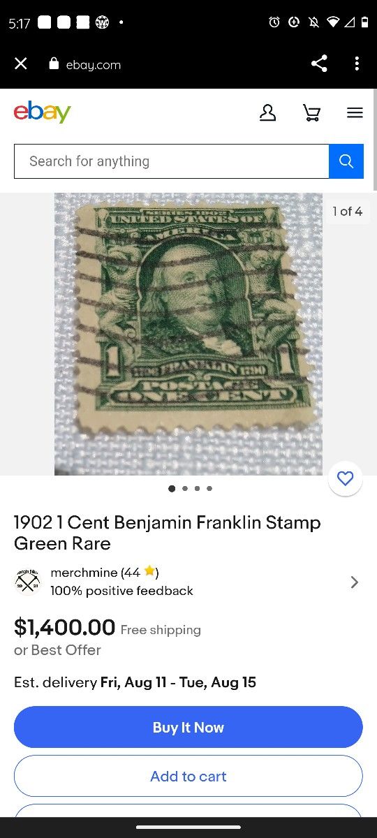Rare Bejaman Franklin One Cent 1700s