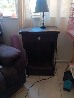 Dark Wood Nightstand with Drawer