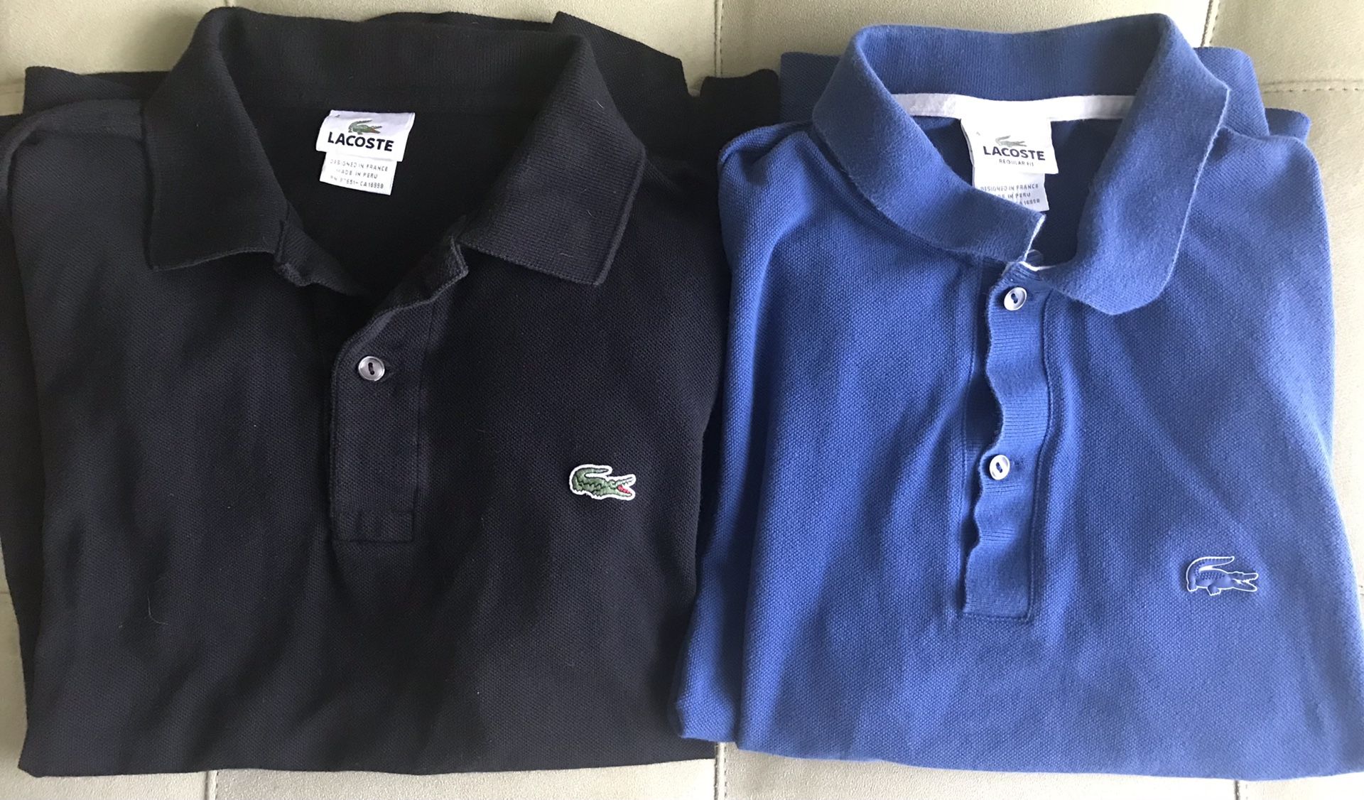 Bundle For MJ LACOSTE SMALL MEN’s Short Sleeve POLO Two Shirts SIZE 4 Blue Black