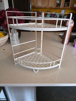 Brightroom 2-Tier Corner Shelf – White Metal Bathroom Storage