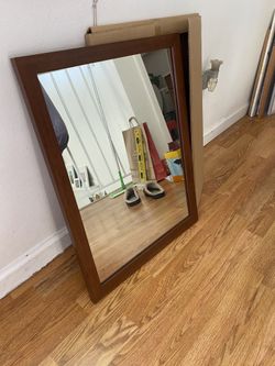 Brown frame mirror 18.5 x 28 in