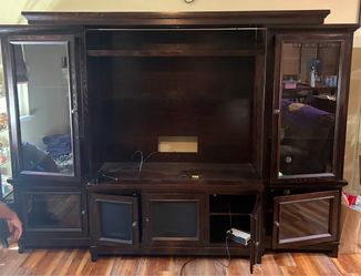 Solid Wood Entertainment Center with Lighting