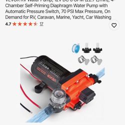 VEVOR RV Water Pump, 12V DC 6 GPM (22.7 L/min), 4-Chamber Self-Priming Diaphragm Water Pump with Automatic Pressure Switch