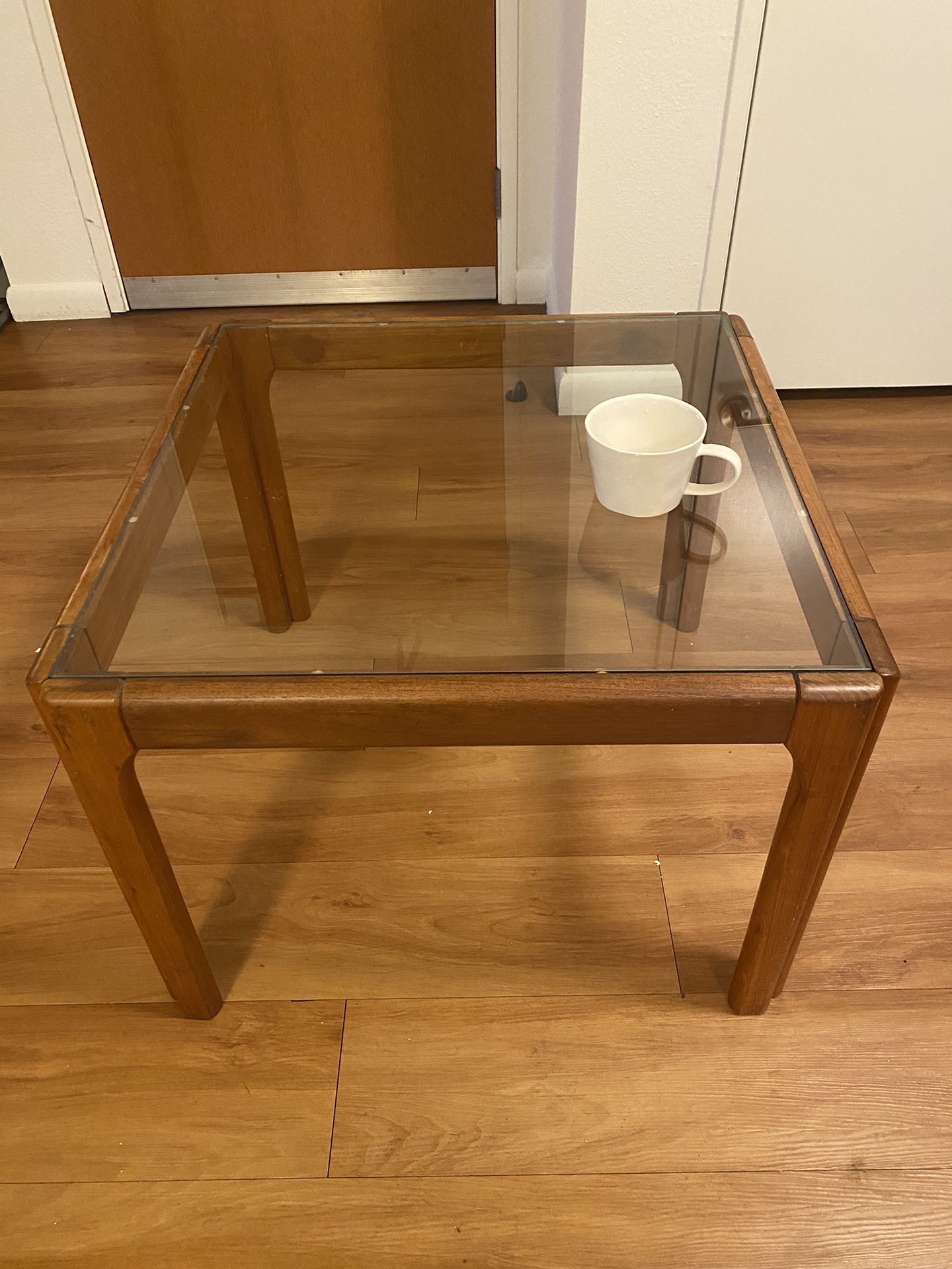 Mid century glass coffee table