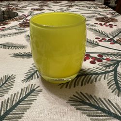 Glassybaby "fearless" bright yellow hand-blown glass votive candle holder