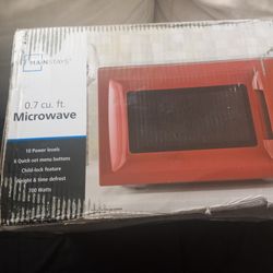 A BRAND NEW MICROWAVE NEW IN THE BOX.
