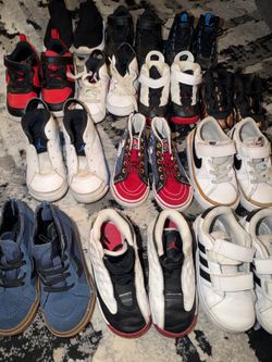 Kids shoes all different sizes