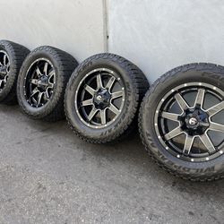 20” INCH FUEL OFF ROAD GLOSS BLACK WHEELS/RIMS WITH 33” FALKEN WILDPEAK AT3W TIRES