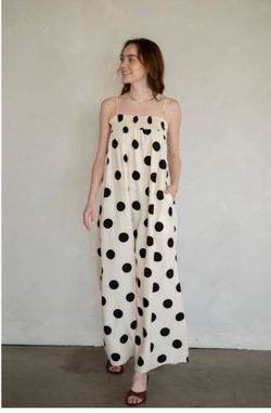 POLKA DOT SMOCKED MAXI DRESS - BOHO