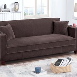 Convertible Sofa Hidden Storage + Cup Holder + USB Ports