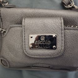 Nicole Miller Silver  Wallet Crossbody Mini Bag With Zipper Womens Purse