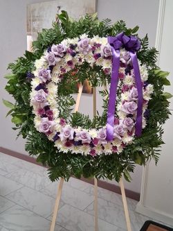 White and lavender wreath