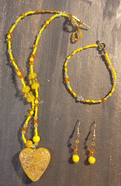 Yellow Handmade Resin Jewelry Set