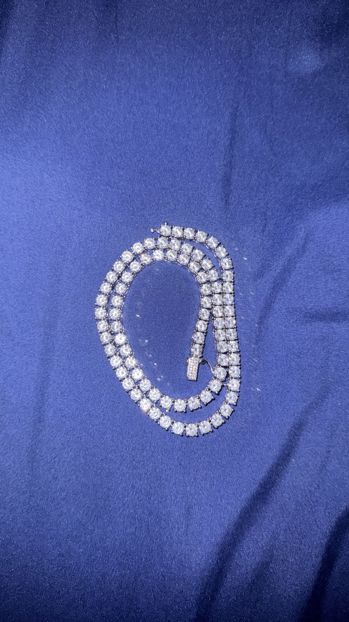 stainless steel white gold plated tennis chain 18in