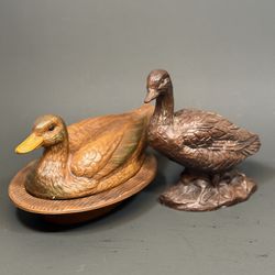 Vintage Wooden Duck & Goose Figurines – Hand-Carved Decorative Collectibles