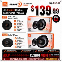 JBL Stage 3 Car Speakers 2 Sets 627F 6 1/2 2-Way & 6937F 6"x9" 3-Way Coaxial Speaker System 360 Watts 🚨 Payment Options Available 🚨