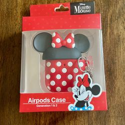 Disney Minnie Mouse AirPods Case Cover Gen 1 & 2 with Keychain NIB
