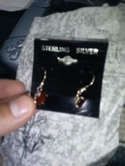 Garnet set sterling silver earrings