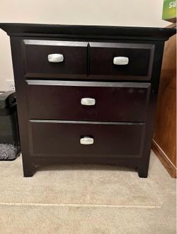 Dark Wood 2 Drawer Nightstand Side Table