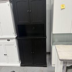 HLR 72" Kitchen Pantry Storage Cabinet, Freestanding Larder Cupboard, Kitchen Hutch Cabinet with Microwave Stand,Utility Pantry with Doors and Shelves