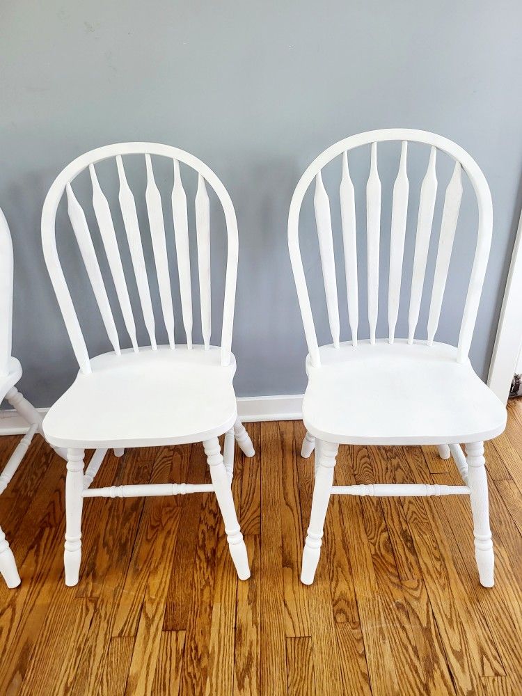 Four White Solid Oak Chairs for Sale in Hanover Park, IL OfferUp