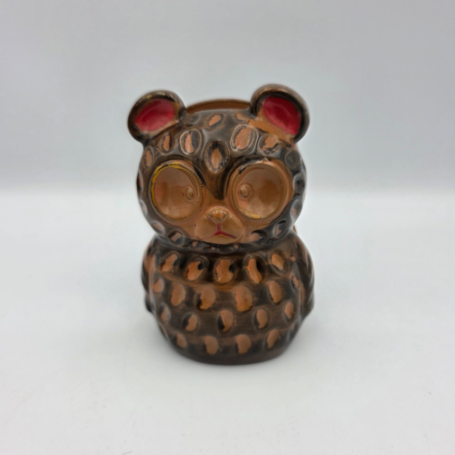 Vtg 50's Lego Japan Bear with Glasses Ceramic Napkin Holder Brown 4" x 2.5" x 2"