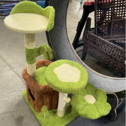 New  Cat Tree Green Forest, 36 Inch Aesthetic Cat Tower with Sisal Scratching Posts & Board, Trunk C