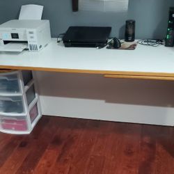 Large Sturdy White Desk With Drawer