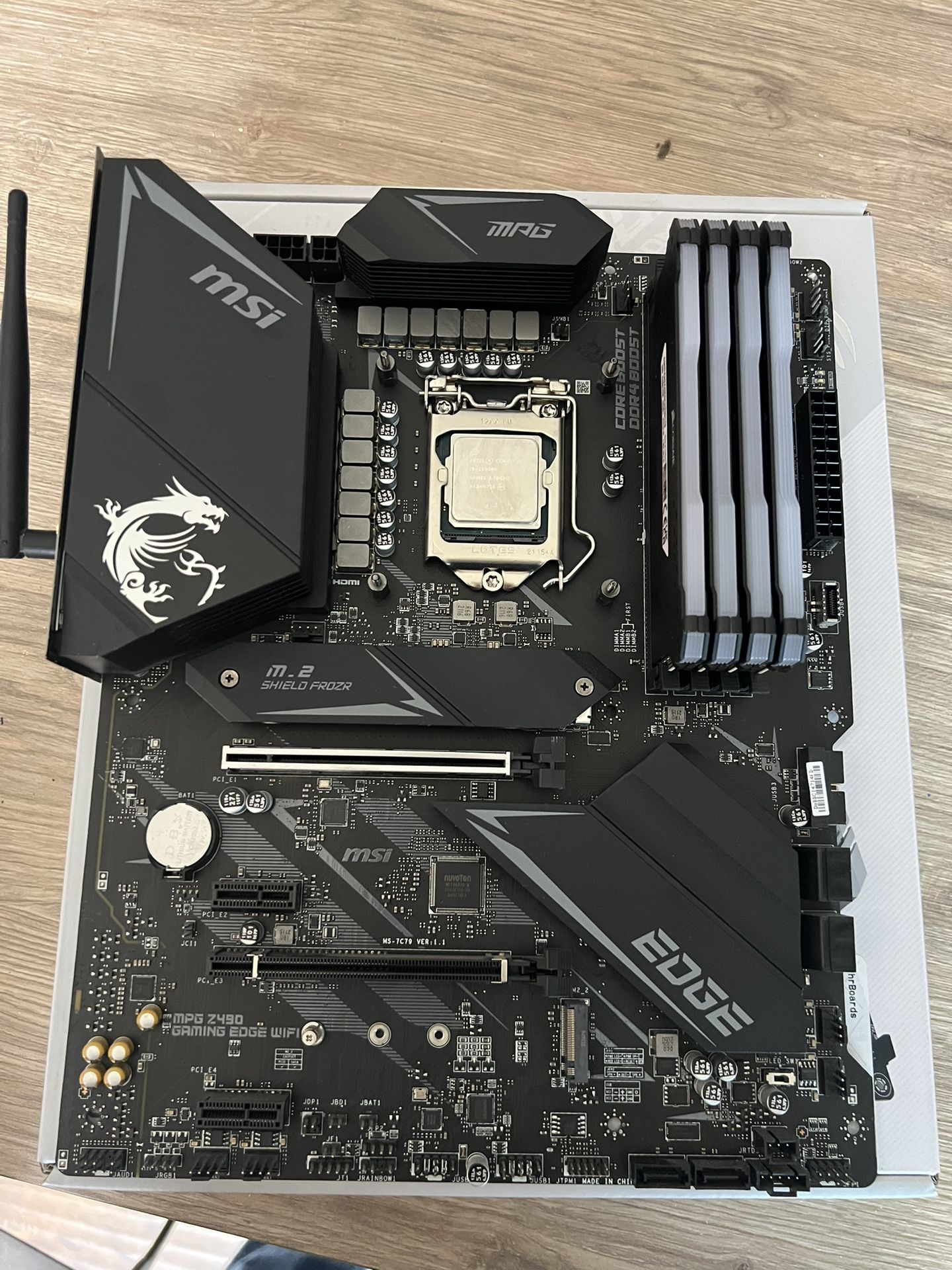 Motherboard, CPU, and RAM bundle.