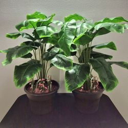 PAIR of 28" Faux Potted Plants w Watermelon / Clear Stone / Lavender / 9" Planters @ Lasting Creations