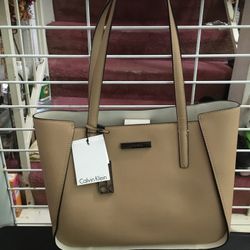 Calvin Klein Leather Purse, Mocha Color, Measurements B 5x13” H 11”