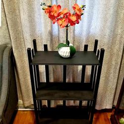 Black wooden shelving 
