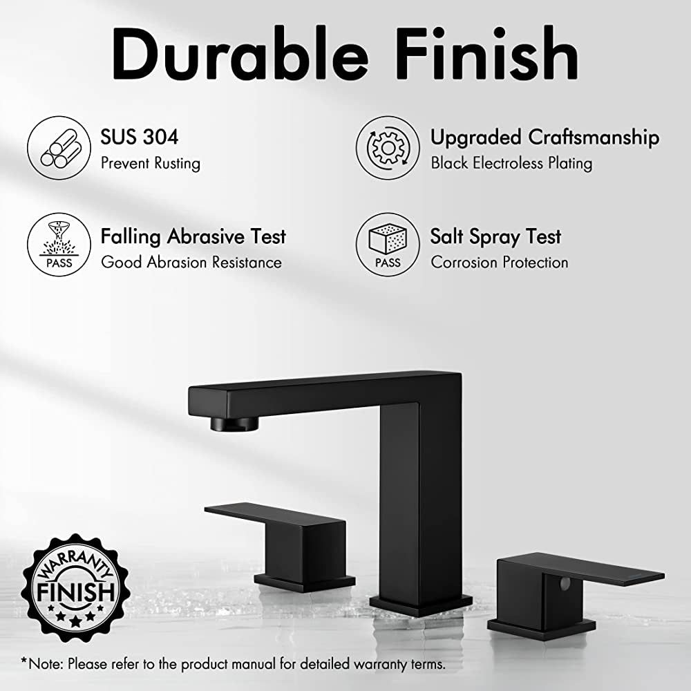 KES Black Bathroom Faucet 8 Inch Widespread Bathroom Faucet 3 Hole